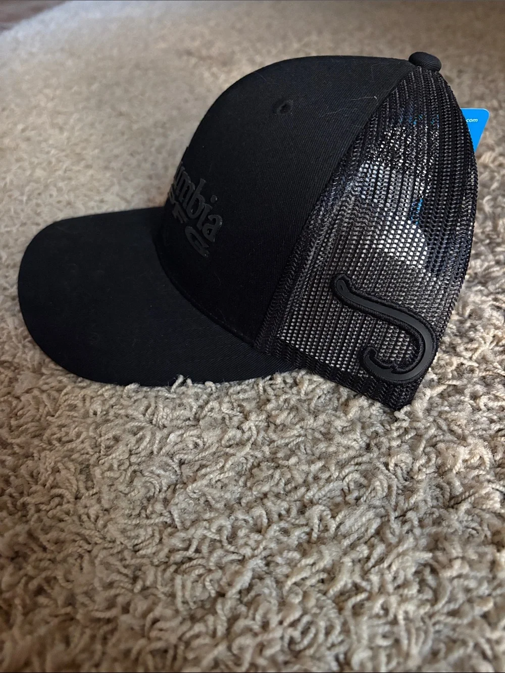 Columbia Black Embossed Logo Trucker Cap